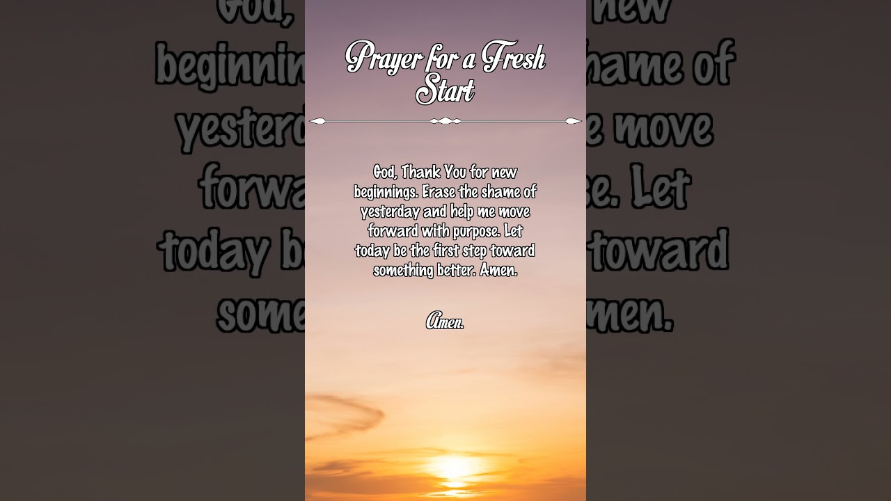 Prayer for a Fresh Start