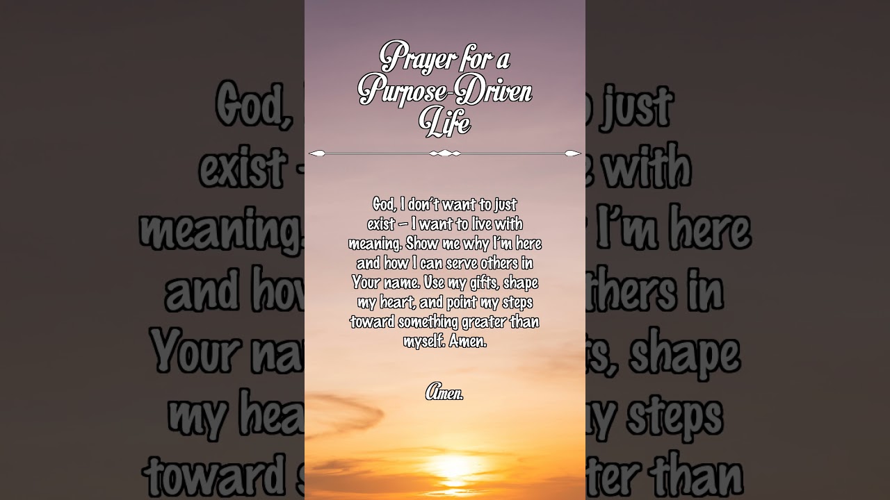 Prayer for a Purpose Driven Life