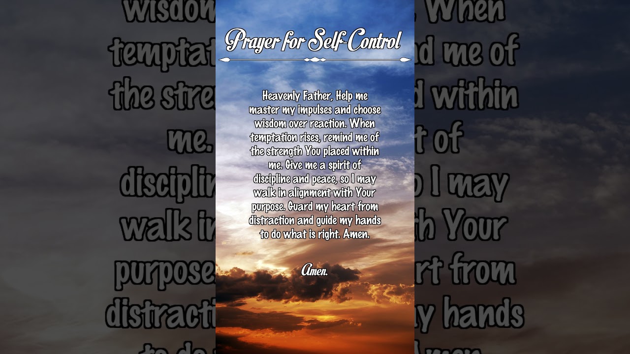 Prayer for Self Control