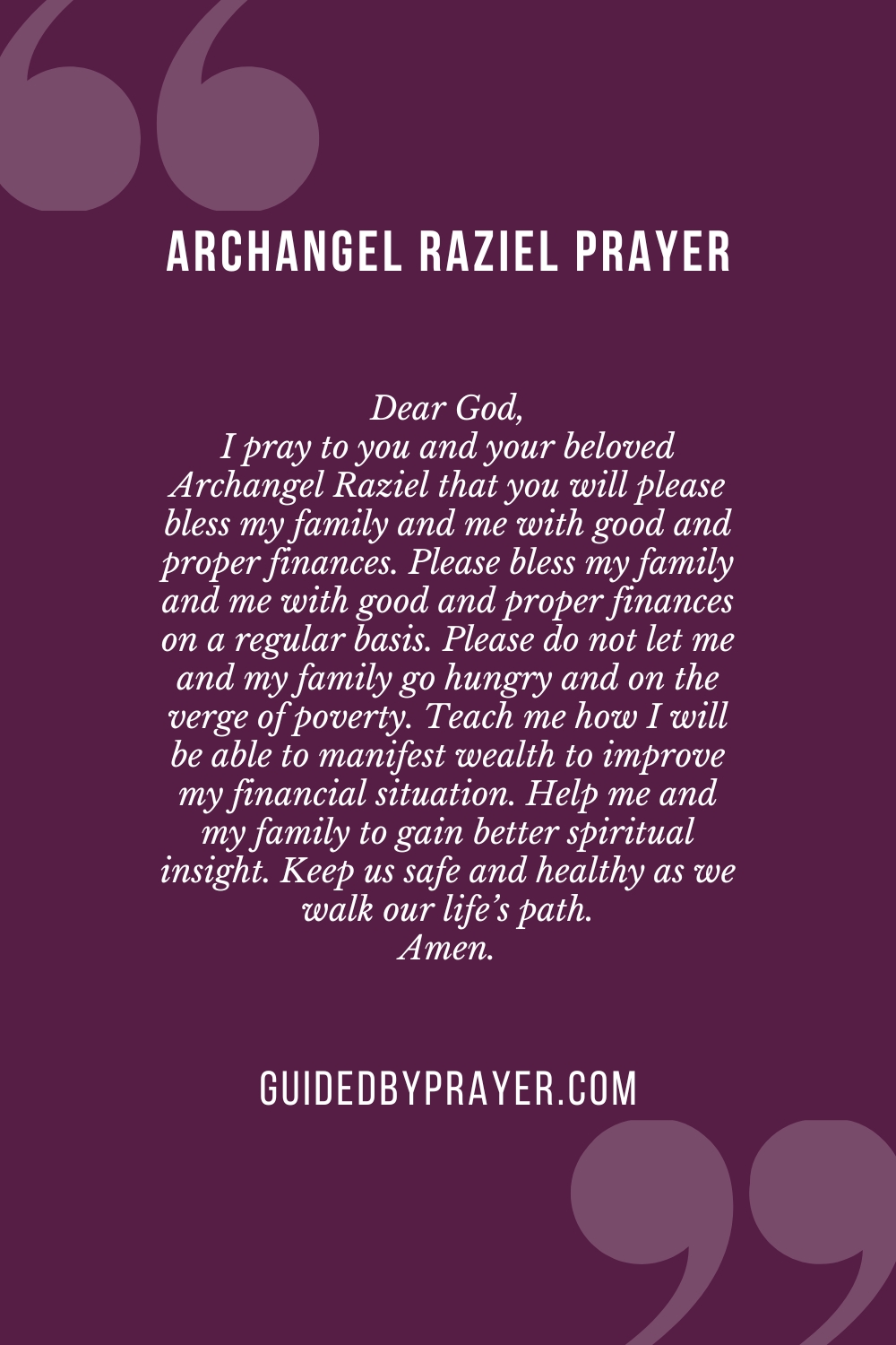 Archangel Raziel Prayer Guided by Prayer