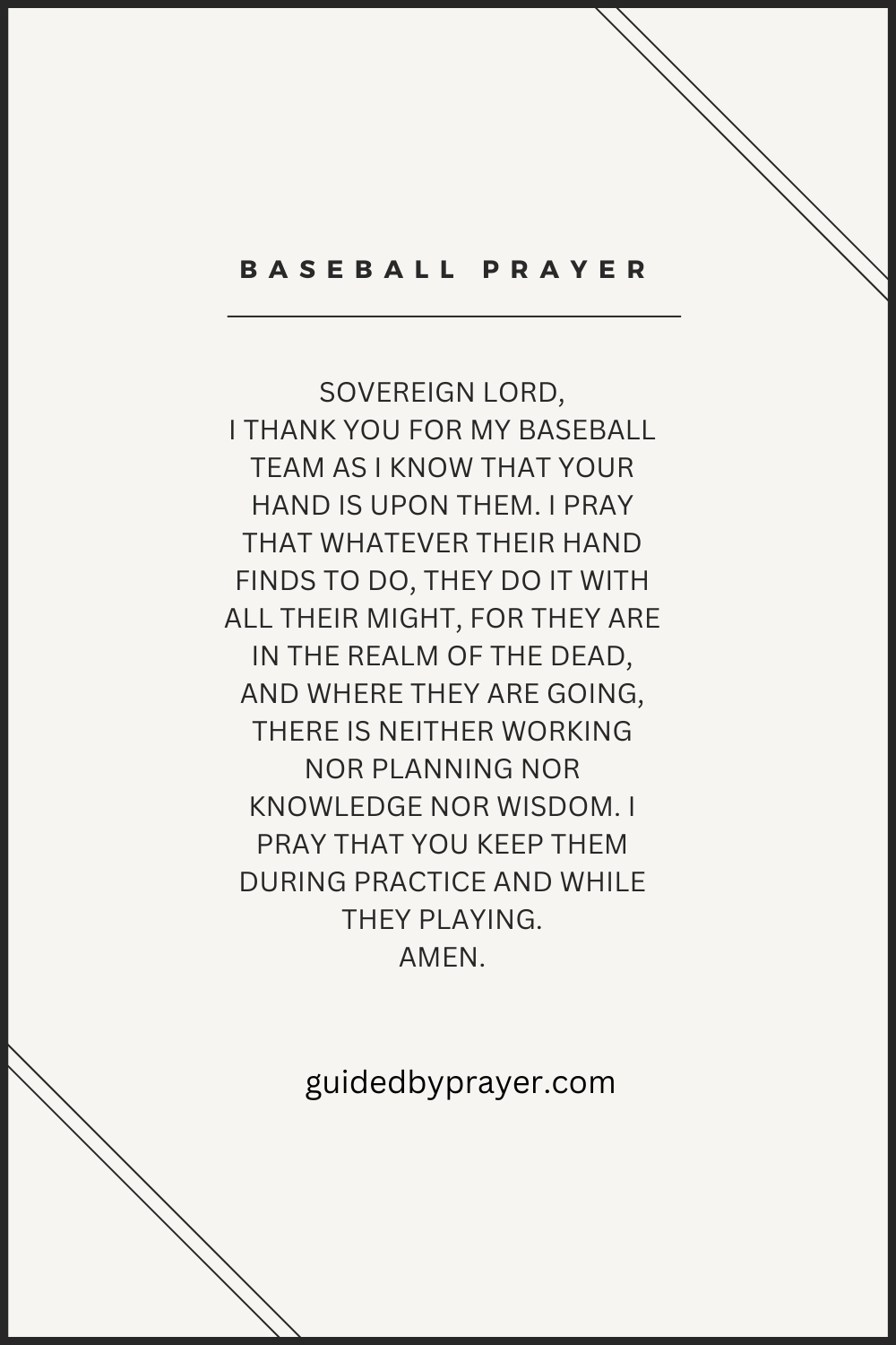 Baseball Prayer – Guided by Prayer