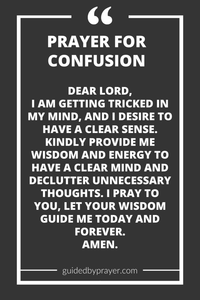Prayer For Confusion