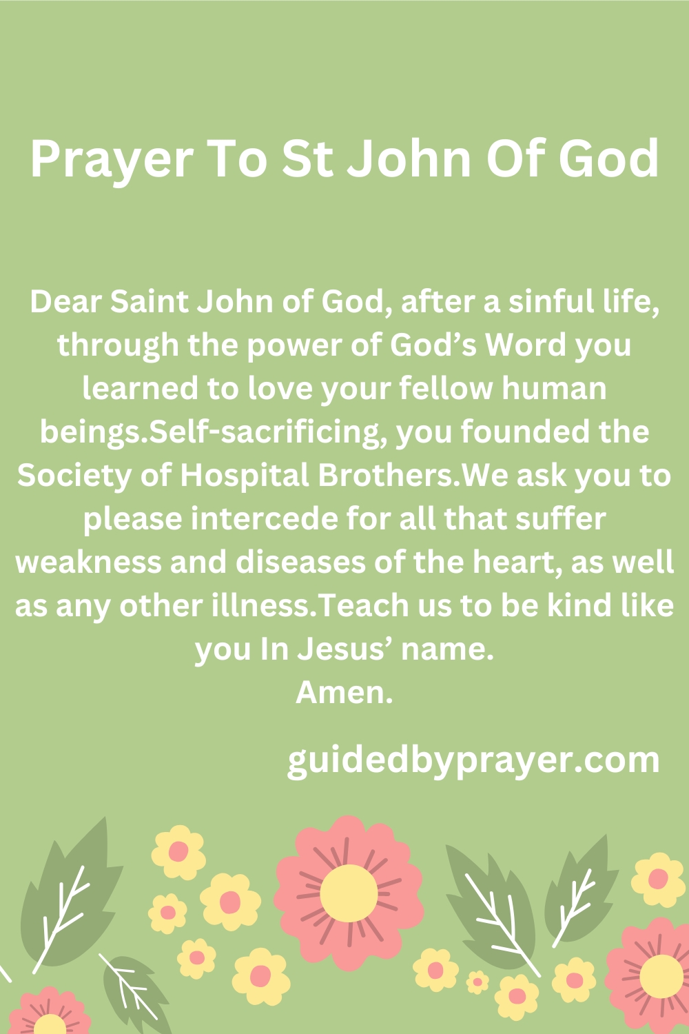 Prayer To St John Of God