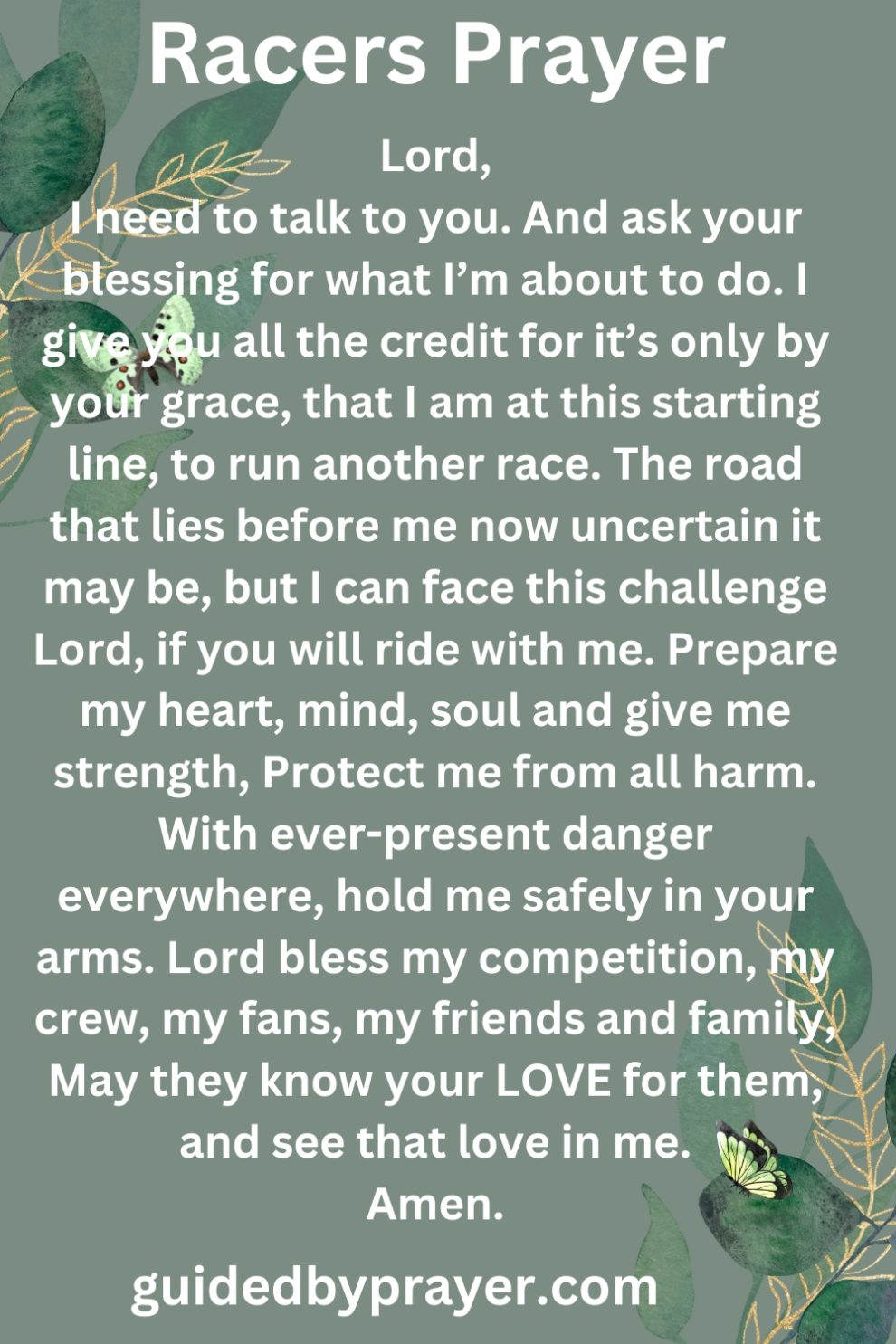 Racers Prayer – Guided by Prayer