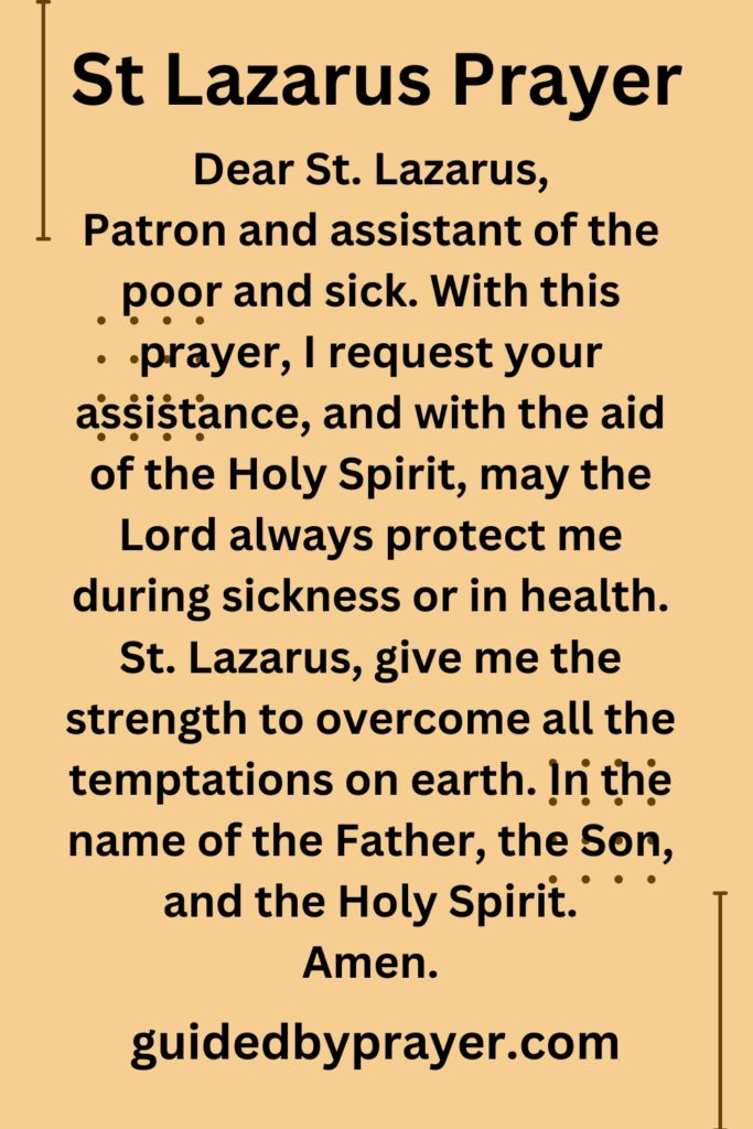 St Lazarus Prayer