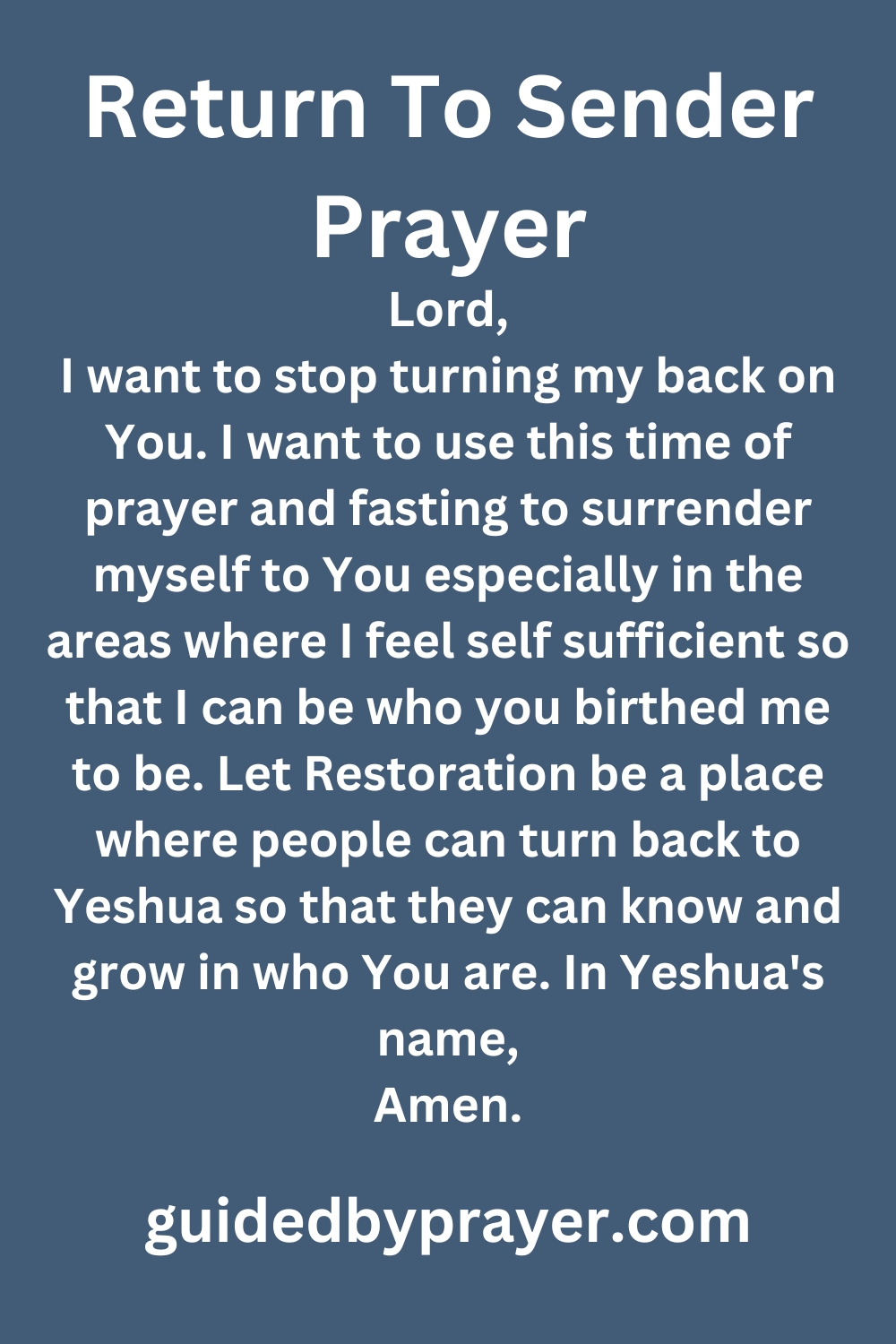 Return To Sender Prayer Guided by Prayer
