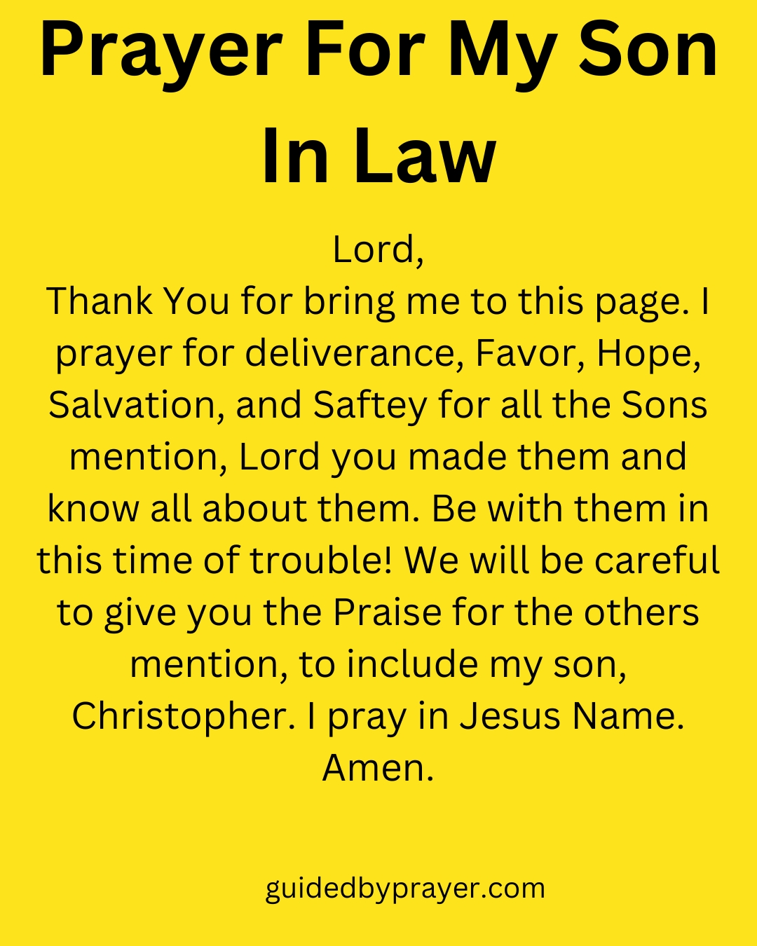 Prayer For My Son In Law – Guided by Prayer