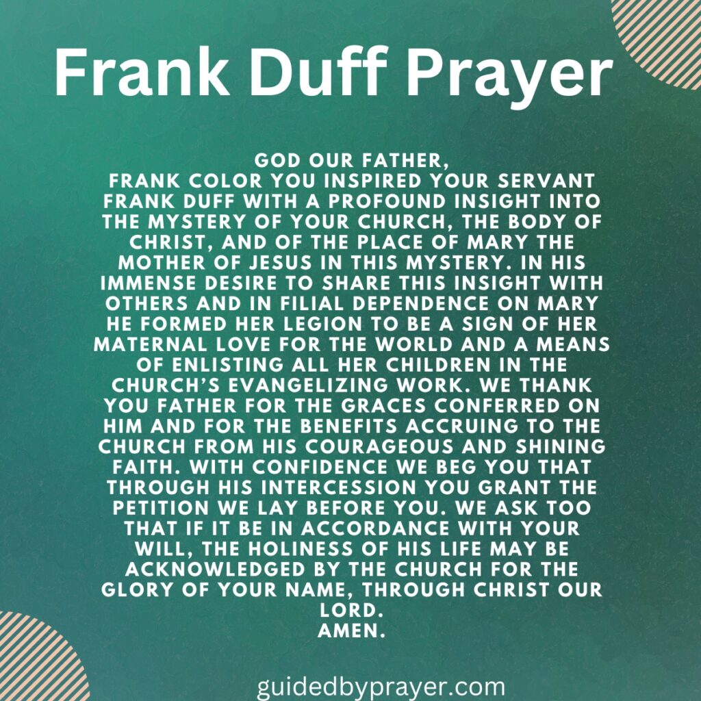 Frank Duff Prayer