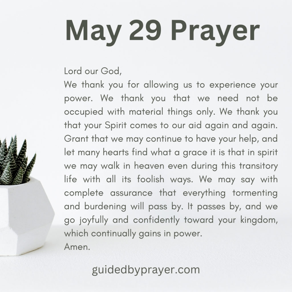 May 29 Prayer – Guided by Prayer