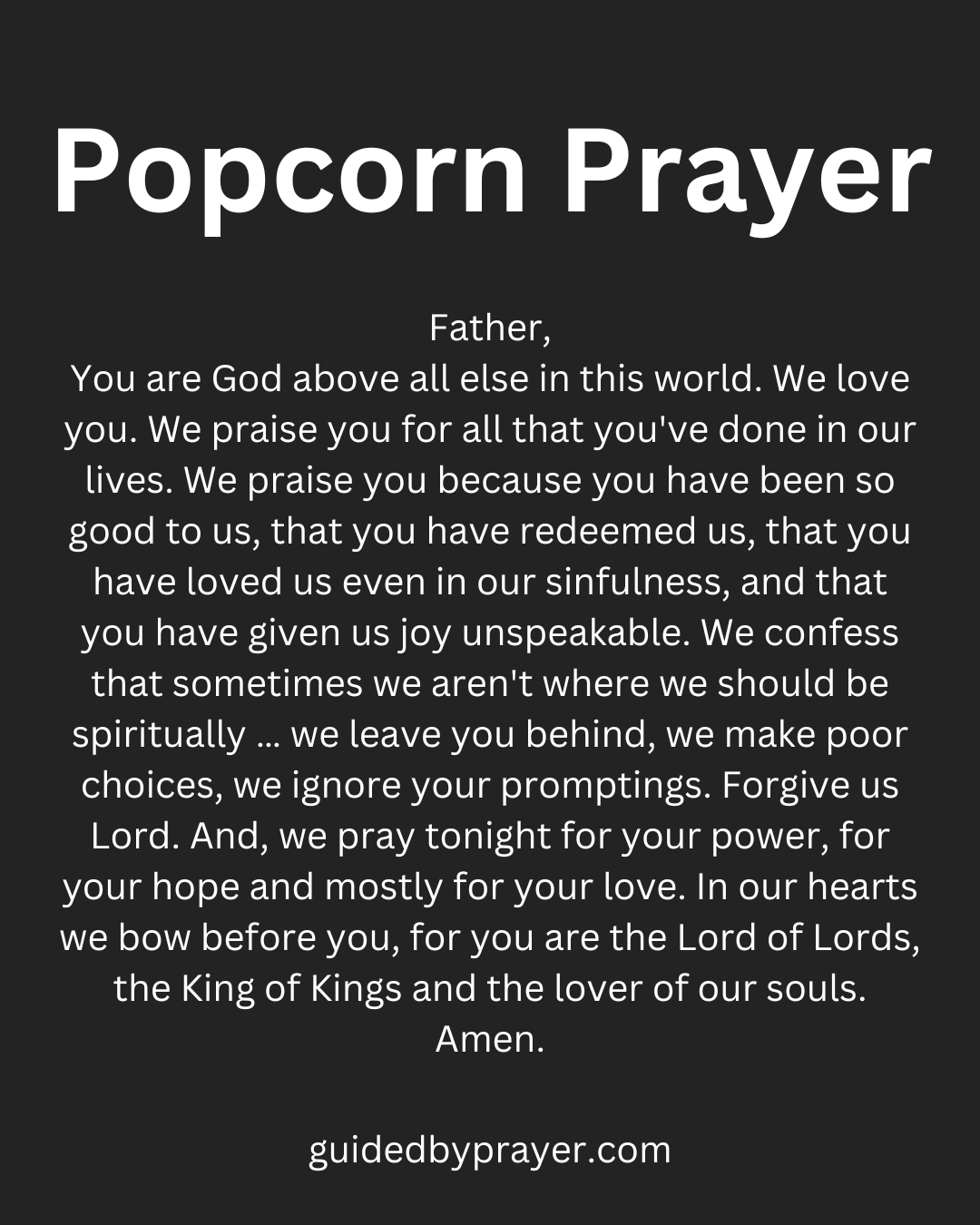 Popcorn Prayer Guided by Prayer