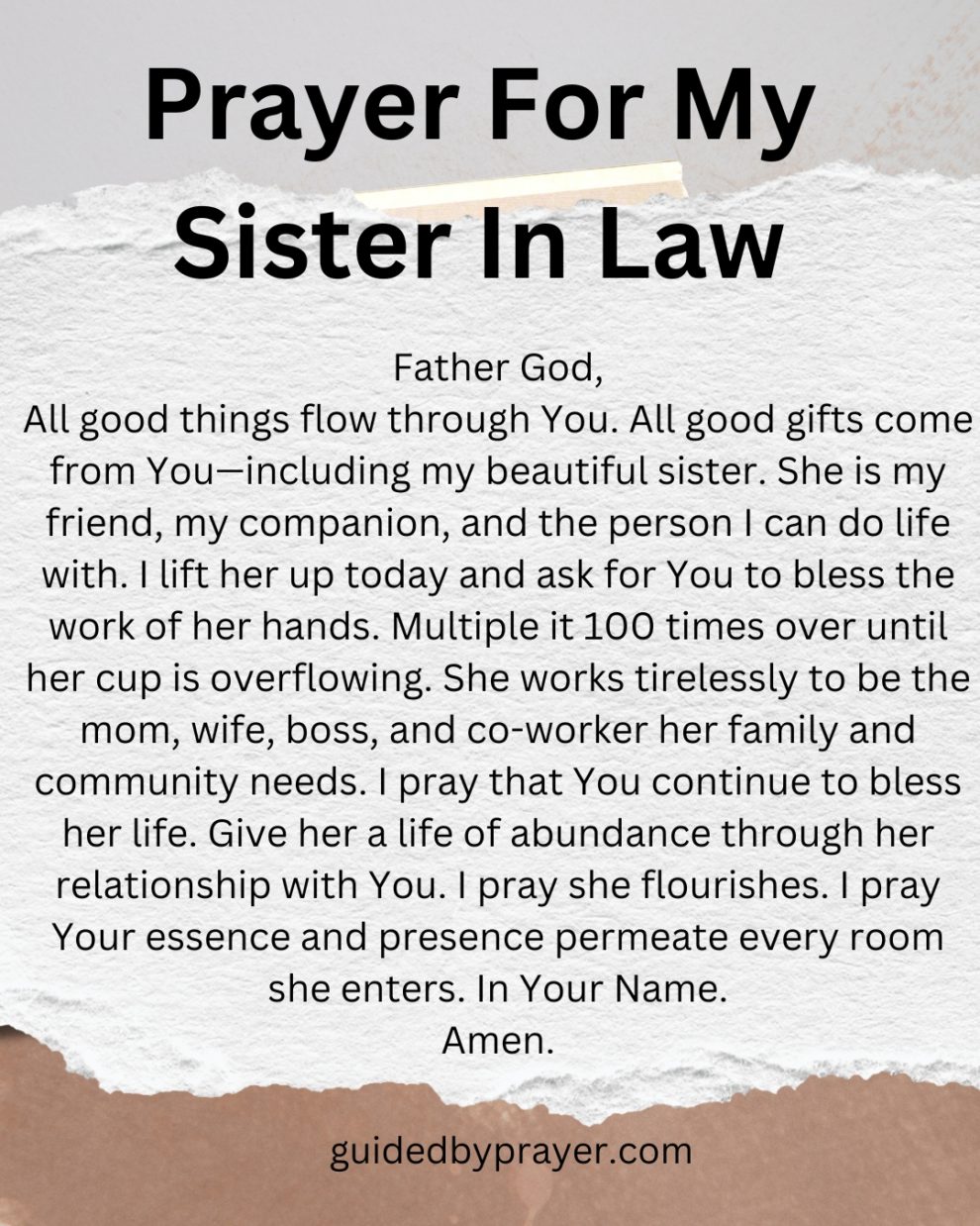 Prayer For My Sister In Law – Guided by Prayer