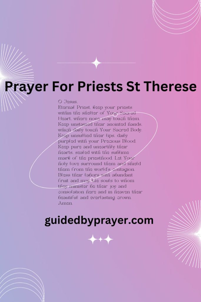 Prayer For Priests St Therese