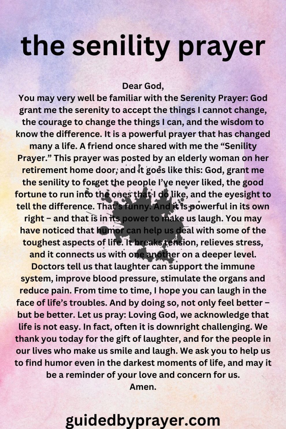 The Senility Prayer – Guided by Prayer