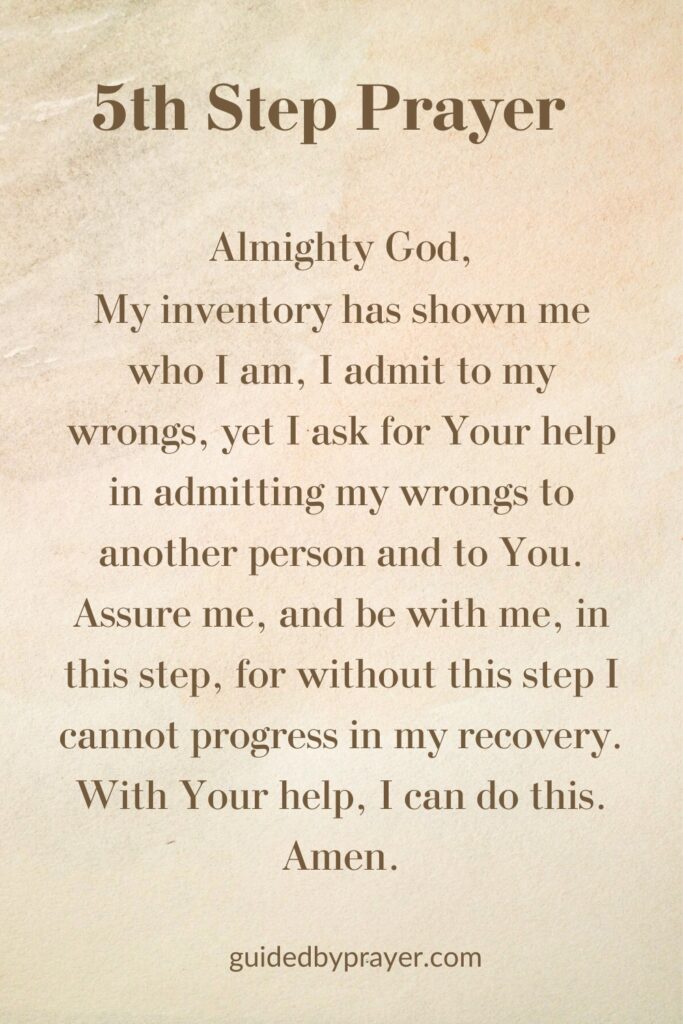 5th Step Prayer