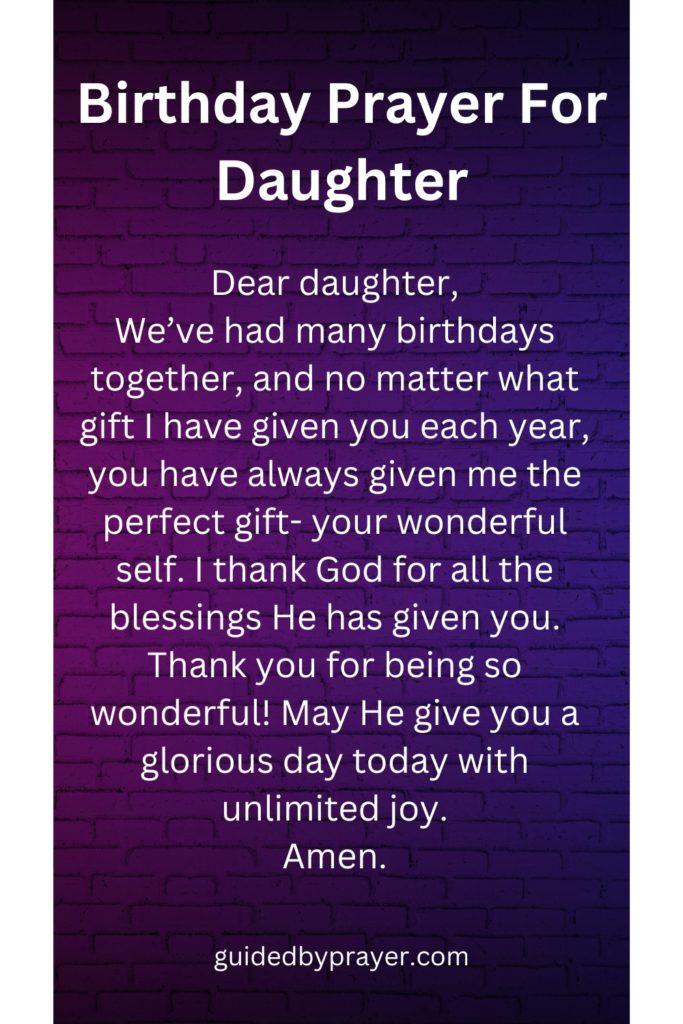 Birthday Prayer For Daughter