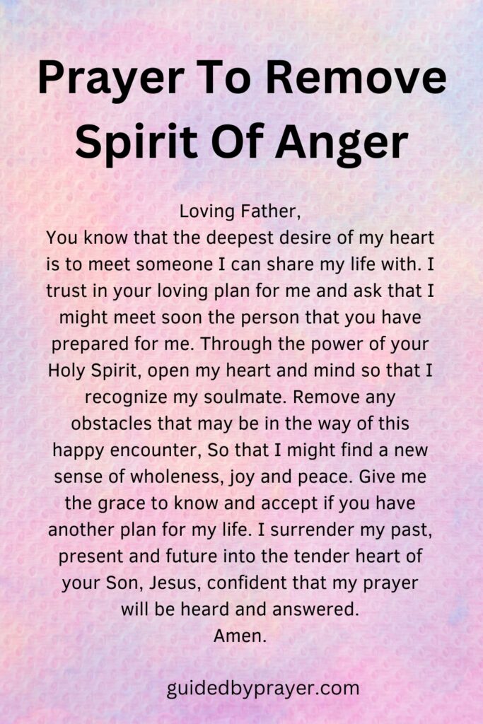 Prayer To Remove Spirit Of Anger